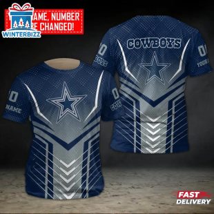 Custom Name And Number Dallas Cowboys Team NFL All Over Print T-Shirt
