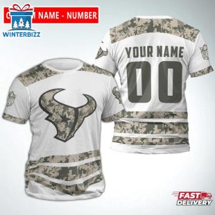 Custom Name And Number Houston Texans Camo NFL All Over Print T-Shirt