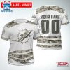 Custom Name And Number Miami Dolphins Camo NFL All Over Print T-Shirt