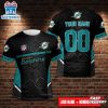 Custom Name And Number Miami Dolphins NFL All Over Print T-Shirt