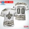 Custom Name And Number New Orleans Saints Camo NFL All Over Print T-Shirt