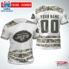 Custom Name And Number New York Jets Camo NFL All Over Print T-Shirt