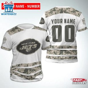Custom Name And Number New York Jets Camo NFL All Over Print T-Shirt