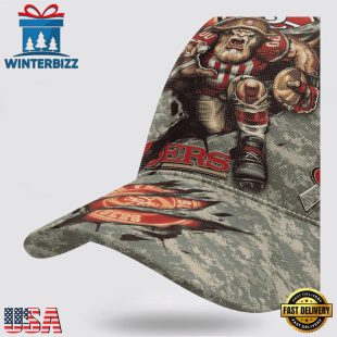 Custom Name And Number NFL 49ers Camo Mascot Classic Baseball Cap