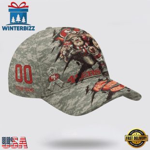Custom Name And Number NFL 49ers Camo Mascot Classic Baseball Cap