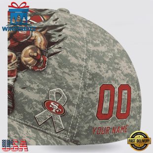 Custom Name And Number NFL 49ers Camo Mascot Classic Baseball Cap