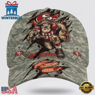 Custom Name And Number NFL 49ers Camo Mascot Classic Baseball Cap