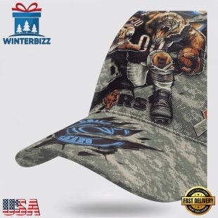 Custom Name And Number NFL Bears Camo Mascot Cap All Over Print SweatShirt