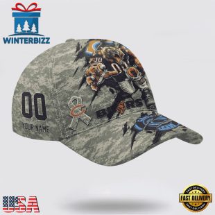 Custom Name And Number NFL Bears Camo Mascot Cap All Over Print SweatShirt
