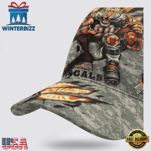 Custom Name And Number NFL Bengals Camo Mascot Classic Baseball Cap