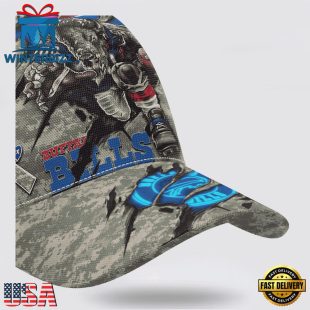 Custom Name And Number NFL Bills Camo Mascot Classic Baseball Cap