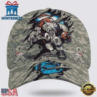 Custom Name And Number NFL Broncos Camo Mascot Classic Baseball Cap