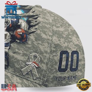 Custom Name And Number NFL Broncos Camo Mascot Classic Baseball Cap