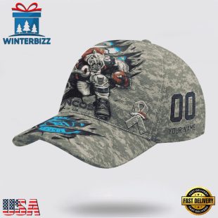 Custom Name And Number NFL Broncos Camo Mascot Classic Baseball Cap