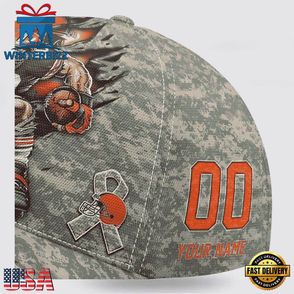 Custom Name And Number NFL Browns Camo Mascot New Design Classic Baseball Cap Custom Name And Number NFL Browns Camo Mascot New Design Classic Baseball Cap