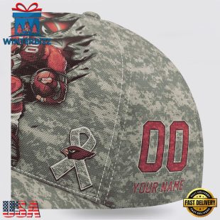 Custom Name And Number NFL Cardinals Camo Mascot Classic Baseball Cap