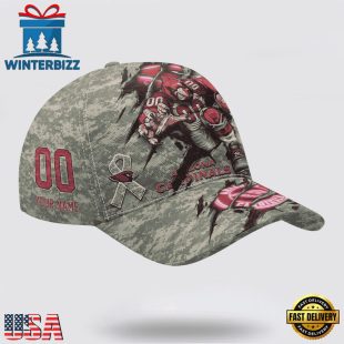 Custom Name And Number NFL Cardinals Camo Mascot Classic Baseball Cap