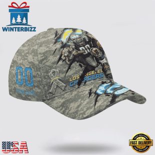 Custom Name And Number NFL Chargers Camo Mascot Classic Baseball Cap