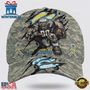 Custom Name And Number NFL Chargers Camo Mascot Classic Baseball Cap