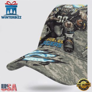 Custom Name And Number NFL Chargers Camo Mascot Classic Baseball Cap
