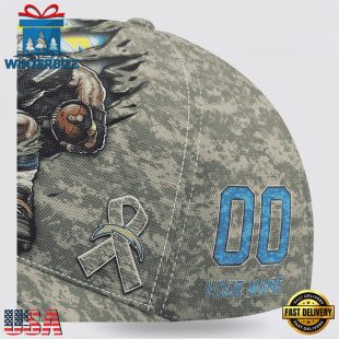 Custom Name And Number NFL Chargers Camo Mascot Classic Baseball Cap