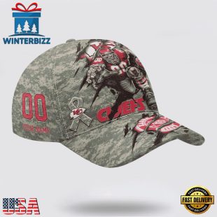 Custom Name And Number NFL Chiefs Camo Mascot Classic Baseball Cap