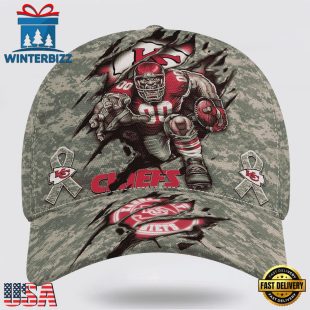 Custom Name And Number NFL Chiefs Camo Mascot Classic Baseball Cap
