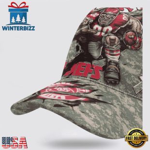 Custom Name And Number NFL Chiefs Camo Mascot Classic Baseball Cap