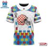 Custom Name And Number NFL Cleveland Browns Team Autism Awareness 3D T-Shirt