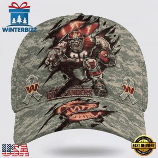 Custom Name And Number NFL Commanders Camo Mascot Classic Baseball Cap