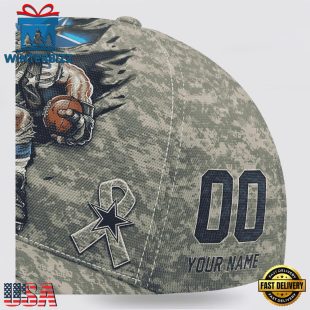 Custom Name And Number NFL Cowboys Camo Mascot Classic Baseball Cap