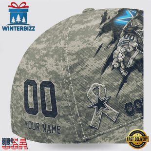 Custom Name And Number NFL Cowboys Camo Mascot Classic Baseball Cap