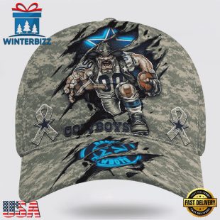 Custom Name And Number NFL Cowboys Camo Mascot Classic Baseball Cap