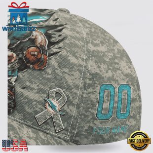 Custom Name And Number NFL Dolphins Camo Mascot Classic Baseball Cap