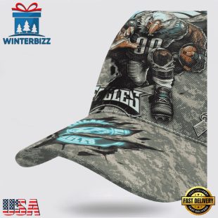 Custom Name And Number NFL Eagles Camo Mascot Classic Baseball Cap