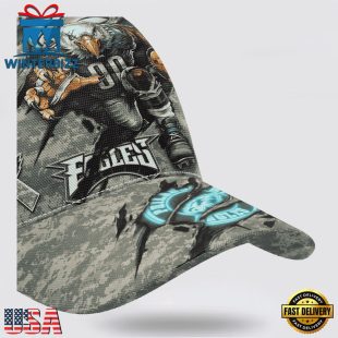 Custom Name And Number NFL Eagles Camo Mascot Classic Baseball Cap