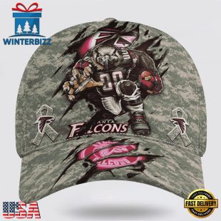 Custom Name And Number NFL Falcons Camo Mascot Classic Baseball Cap