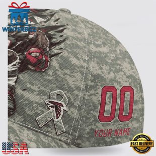 Custom Name And Number NFL Falcons Camo Mascot Classic Baseball Cap
