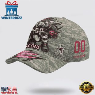 Custom Name And Number NFL Falcons Camo Mascot Classic Baseball Cap