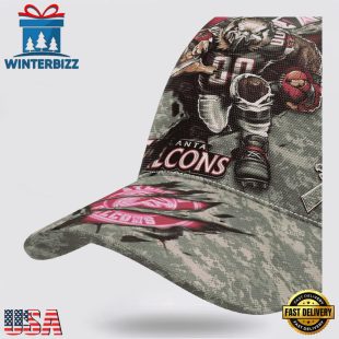 Custom Name And Number NFL Falcons Camo Mascot Classic Baseball Cap