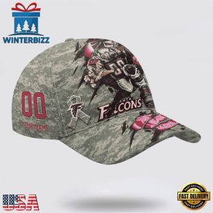 Custom Name And Number NFL Falcons Camo Mascot Classic Baseball Cap