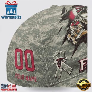 Custom Name And Number NFL Falcons Camo Mascot Classic Baseball Cap