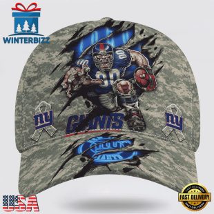 Custom Name And Number NFL Giants Camo Mascot Classic Baseball Cap