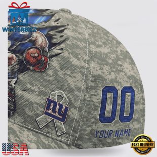 Custom Name And Number NFL Giants Camo Mascot Classic Baseball Cap
