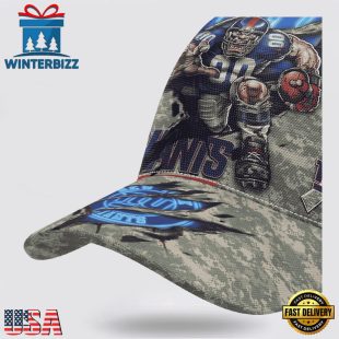 Custom Name And Number NFL Giants Camo Mascot Classic Baseball Cap