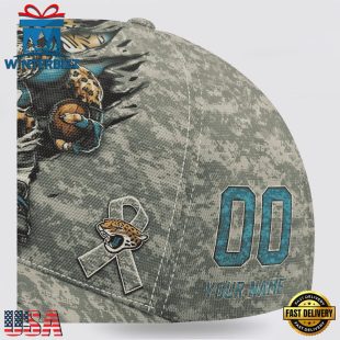 Custom Name And Number NFL Jaguars Camo Mascot Classic Baseball Cap