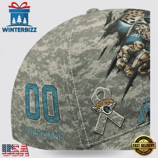 Custom Name And Number NFL Jaguars Camo Mascot Classic Baseball Cap
