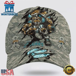 Custom Name And Number NFL Jaguars Camo Mascot Classic Baseball Cap