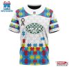 Custom Name And Number NFL New York Jets Team Autism Awareness 3D T-Shirt
