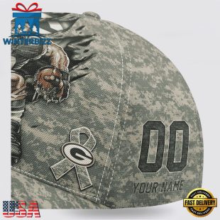 Custom Name And Number NFL Packers Camo Mascot Classic Baseball Cap